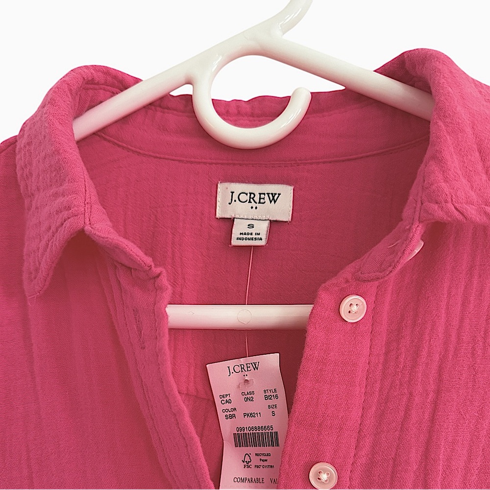 J. Crew Women’s Small Cotton Soft Gauze Button Up Shirt Wild Berry - Picture 6 of 11